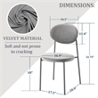 LeisureMod Euston Modern Grey Velvet Dining Chair with Grey Steel Frame
