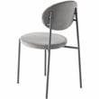 LeisureMod Euston Modern Grey Velvet Dining Chair with Grey Steel Frame
