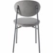 LeisureMod Euston Modern Grey Velvet Dining Chair with Grey Steel Frame