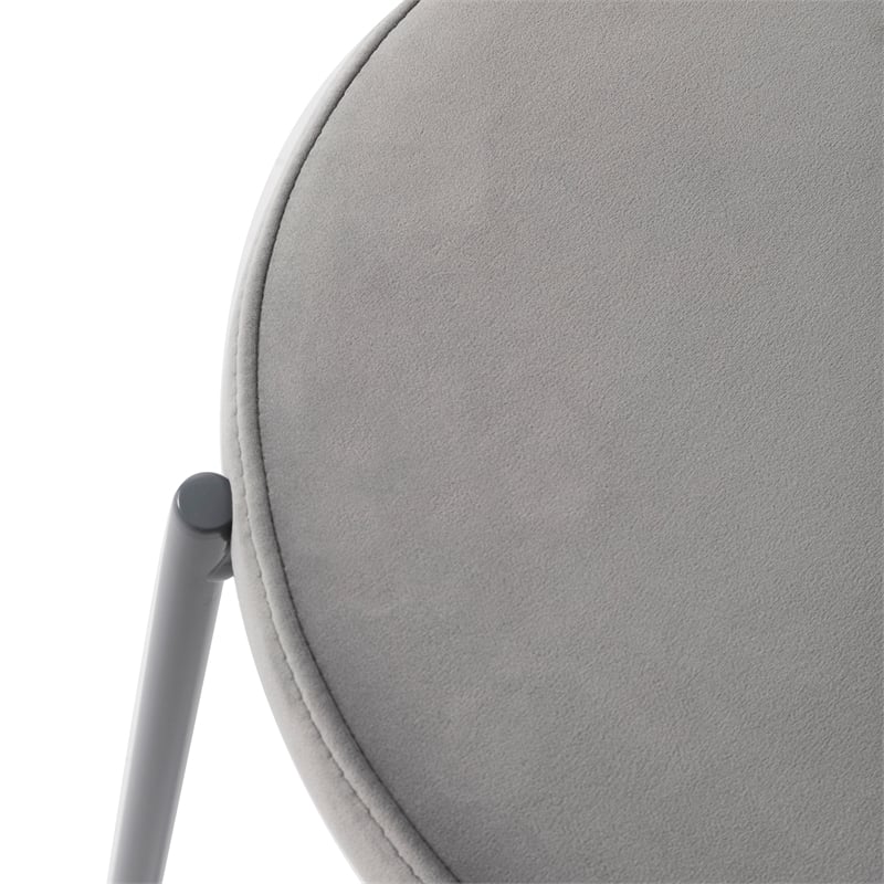LeisureMod Euston Modern Grey Velvet Dining Chair with Grey Steel Frame