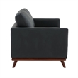 LeisureMod Chester Modern Faux Leather Loveseat With Birch Wood Base Black