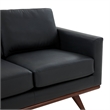 LeisureMod Chester Modern Faux Leather Loveseat With Birch Wood Base Black