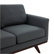 LeisureMod Chester Modern Faux Leather Loveseat With Birch Wood Base Gray