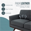 LeisureMod Chester Modern Faux Leather Loveseat With Birch Wood Base Gray