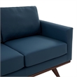 LeisureMod Chester Modern Faux Leather Loveseat With Birch Wood Base Navy Blue