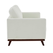 LeisureMod Chester Modern Faux Leather Loveseat With Birch Wood Base White