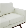 LeisureMod Chester Modern Faux Leather Loveseat With Birch Wood Base White