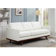 LeisureMod Chester Modern Faux Leather Sofa with Birch Wood Base White