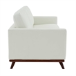 LeisureMod Chester Modern Faux Leather Sofa with Birch Wood Base White