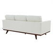 LeisureMod Chester Modern Faux Leather Sofa with Birch Wood Base White