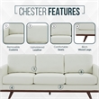 LeisureMod Chester Modern Faux Leather Sofa with Birch Wood Base White