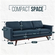 LeisureMod Chester Modern Faux Leather Sofa with Birch Wood Base Navy Blue