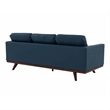 LeisureMod Chester Modern Faux Leather Sofa with Birch Wood Base Navy Blue