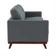 LeisureMod Chester Modern Faux Leather Sofa with Birch Wood Base Gray
