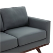 LeisureMod Chester Modern Faux Leather Sofa with Birch Wood Base Gray