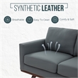 LeisureMod Chester Modern Faux Leather Sofa with Birch Wood Base Gray