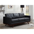 LeisureMod Chester Modern Faux Leather Sofa with Birch Wood Base Black