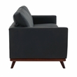 LeisureMod Chester Modern Faux Leather Sofa with Birch Wood Base Black