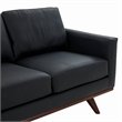 LeisureMod Chester Modern Faux Leather Sofa with Birch Wood Base Black
