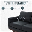 LeisureMod Chester Modern Faux Leather Sofa with Birch Wood Base Black
