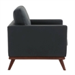 LeisureMod Chester Modern Faux Leather Arm Chair With Birch Wood Base Black