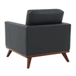 LeisureMod Chester Modern Faux Leather Arm Chair With Birch Wood Base Black