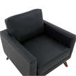 LeisureMod Chester Modern Faux Leather Arm Chair With Birch Wood Base Black