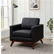 LeisureMod Chester Modern Faux Leather Arm Chair With Birch Wood Base Black