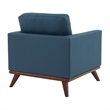 LeisureMod Chester Modern Faux Leather Arm Chair With Birch Wood Base Navy Blue