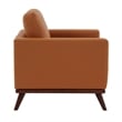 LeisureMod Chester Modern Faux Leather Arm Chair With Birch Wood Base Cognac Tan