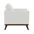 LeisureMod Chester Modern Faux Leather Arm Chair With Birch Wood Base White