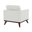 LeisureMod Chester Modern Faux Leather Arm Chair With Birch Wood Base White