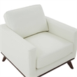 LeisureMod Chester Modern Faux Leather Arm Chair With Birch Wood Base White