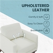 LeisureMod Chester Modern Faux Leather Arm Chair With Birch Wood Base White