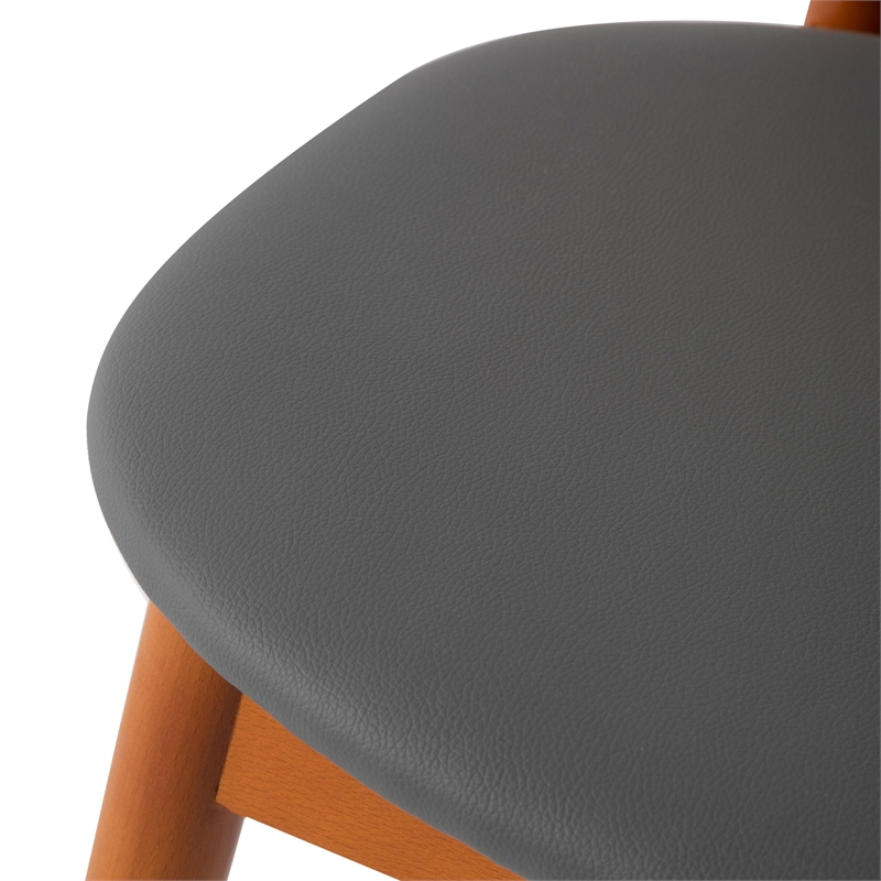 LeisureMod Holbeck Dining Chair with Upholstered Faux Leather Seat Gray