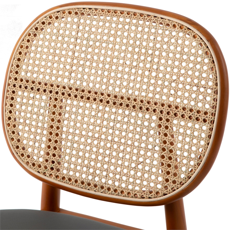 LeisureMod Holbeck Dining Chair with Upholstered Faux Leather Seat Gray