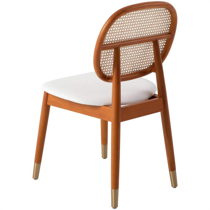 LeisureMod Holbeck Dining Chair with Upholstered Faux Leather Seat White