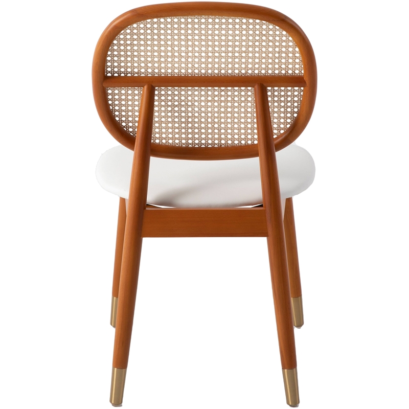 LeisureMod Holbeck Dining Chair with Upholstered Faux Leather Seat White