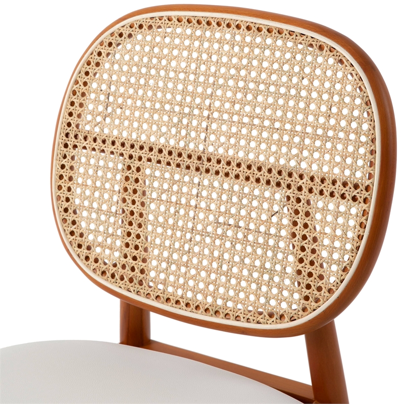 LeisureMod Holbeck Dining Chair with Upholstered Faux Leather Seat White