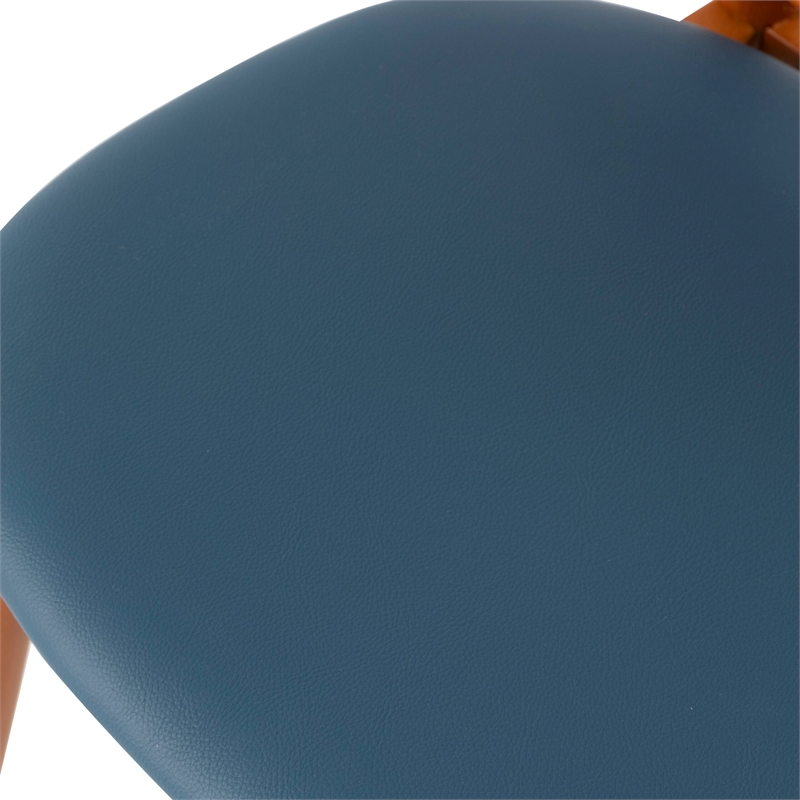 LeisureMod Holbeck Dining Chair with Upholstered Faux Leather Seat Navy Blue