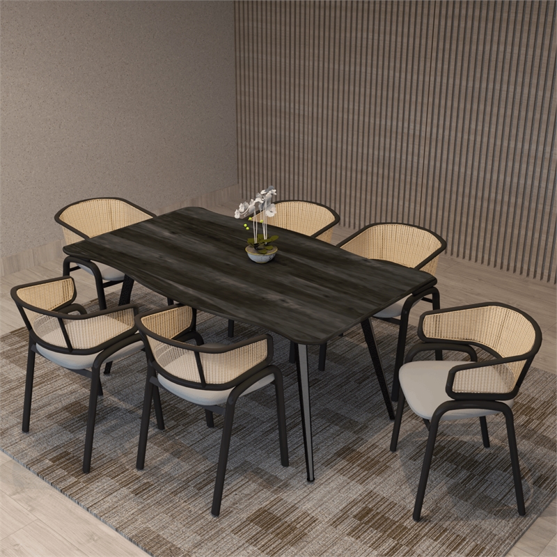 LeisureMod Ervilla Dining Chair With Steel Legs and Velvet Seat Beige