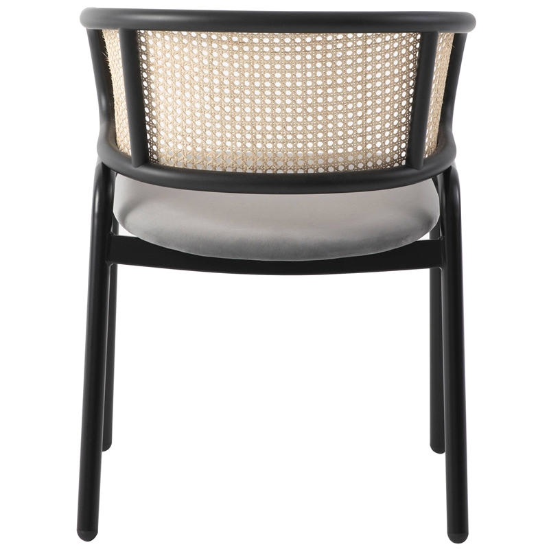 LeisureMod Ervilla Dining Chair With Steel Legs and Velvet Seat Beige