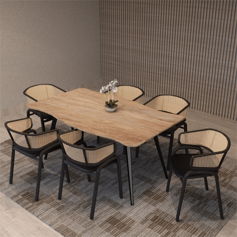LeisureMod Ervilla Dining Chair With Steel Legs and Velvet Seat Black