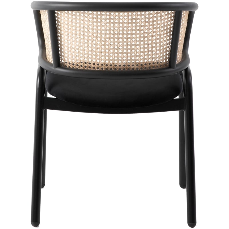 LeisureMod Ervilla Dining Chair With Steel Legs and Velvet Seat Black