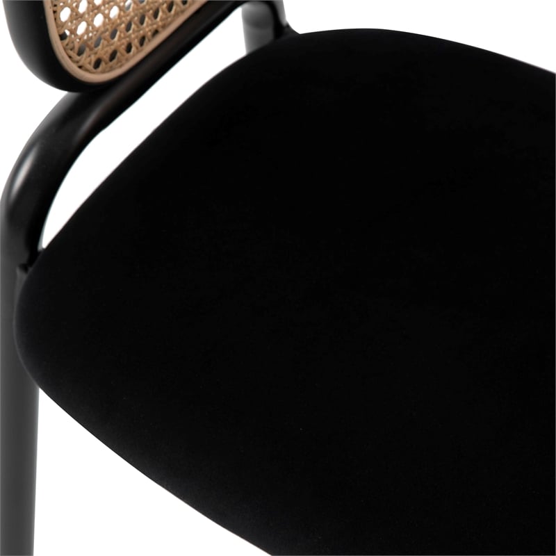 LeisureMod Ervilla Dining Chair With Steel Legs and Velvet Seat Black