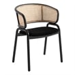 LeisureMod Ervilla Dining Chair With Steel Legs and Velvet Seat Black