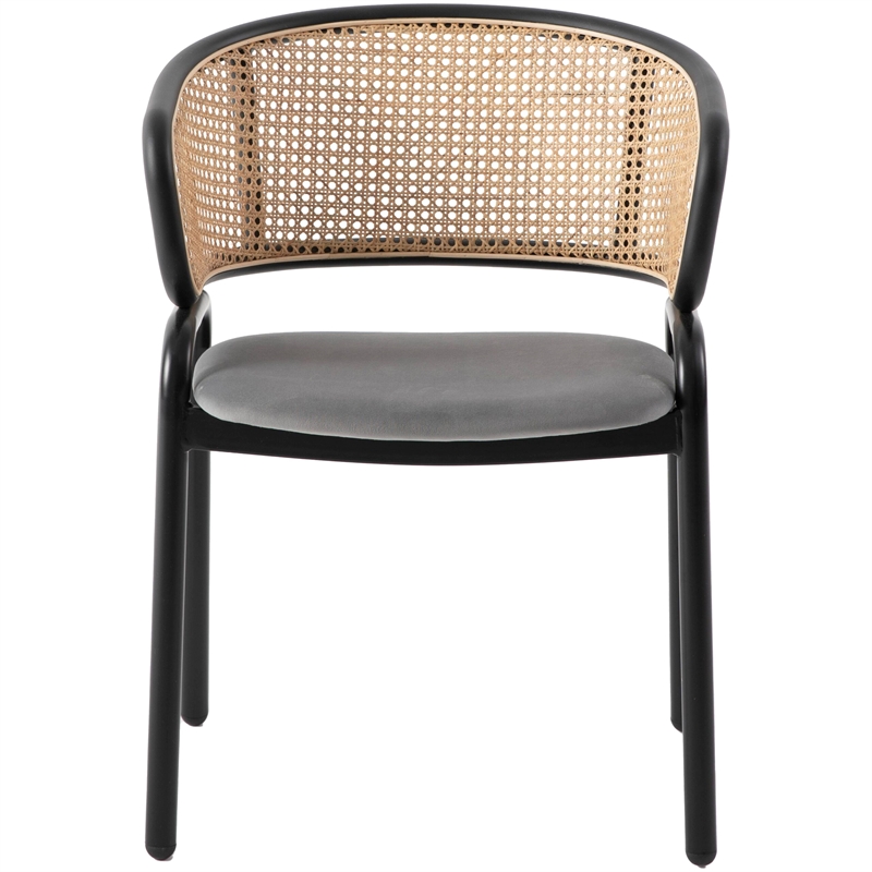 LeisureMod Ervilla Dining Chair With Steel Legs and Velvet Seat Gray