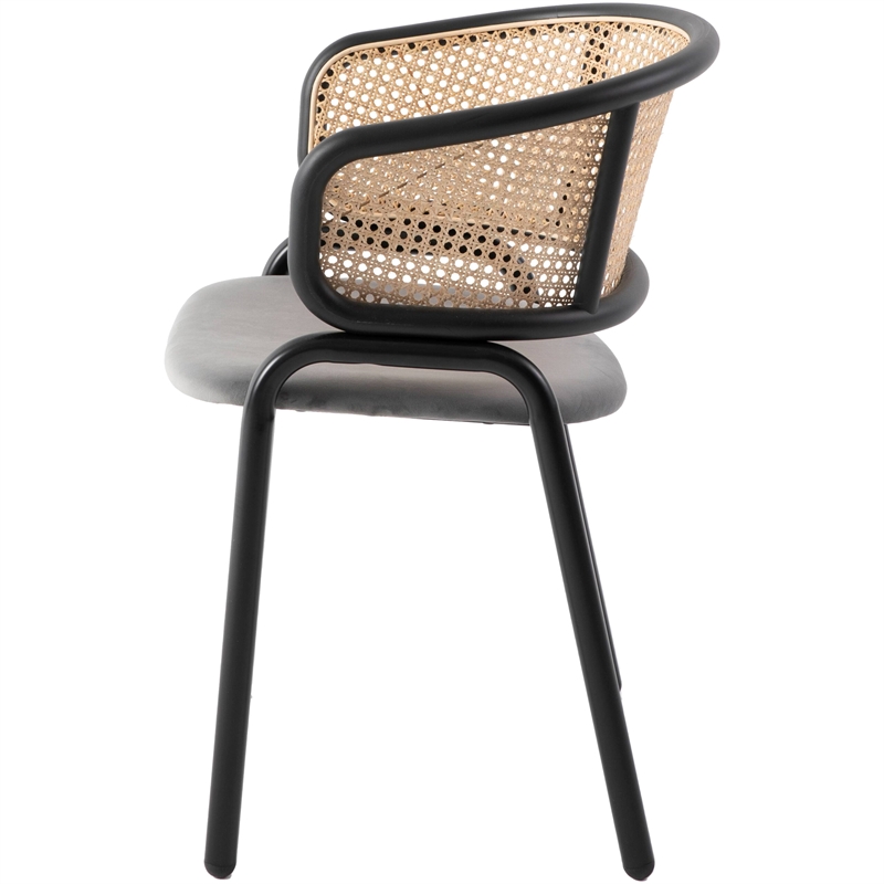 LeisureMod Ervilla Dining Chair With Steel Legs and Velvet Seat Gray