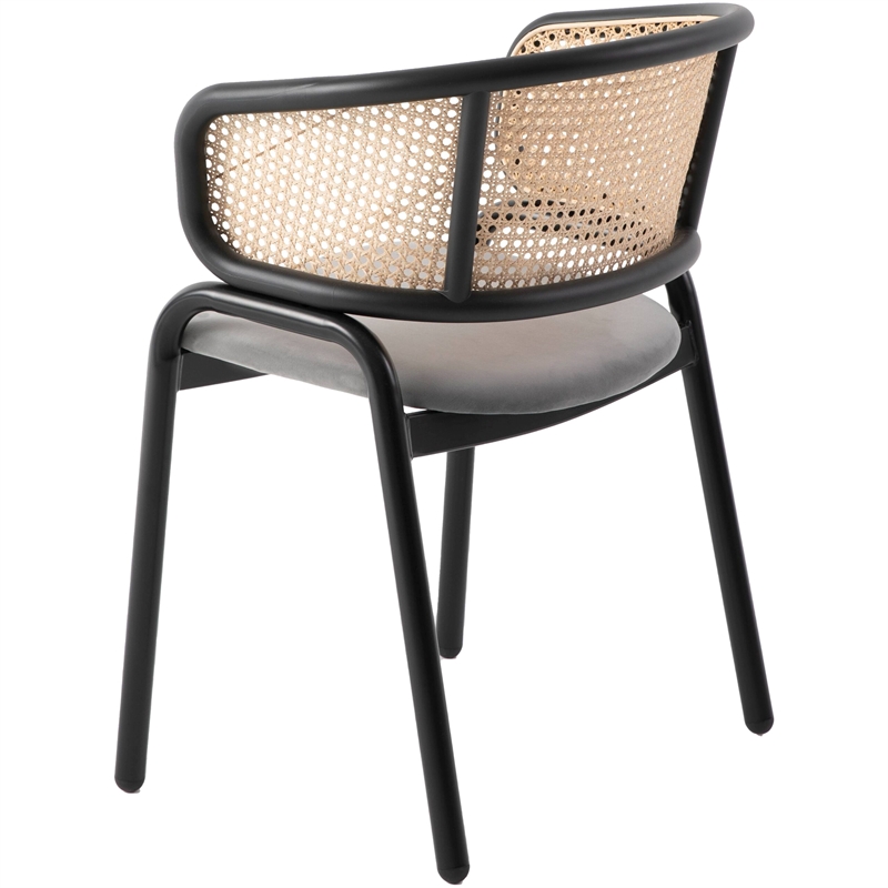 LeisureMod Ervilla Dining Chair With Steel Legs and Velvet Seat Gray