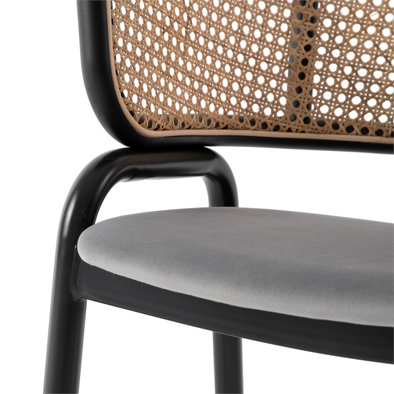 LeisureMod Ervilla Dining Chair With Steel Legs and Velvet Seat Gray